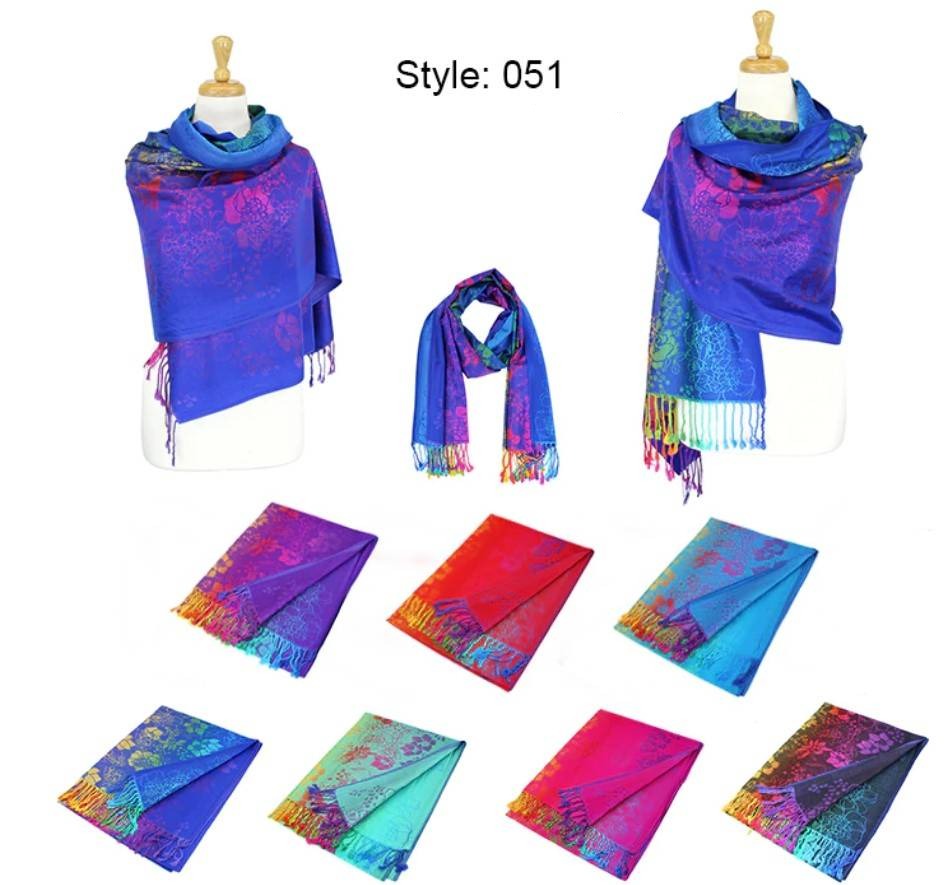 Colorful Florals Exotic Pashmina Scarf Shawls – D&B Pashmina