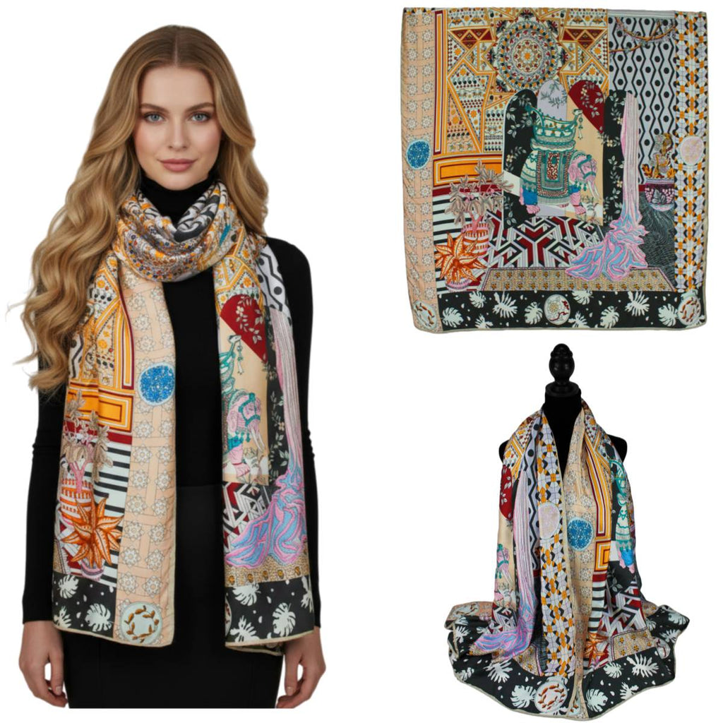 Silk Scarf Women, Hand Painted Scarf, Summer Scarf, Wrap Scarf, Women Scarf,  Gift for Her, Made in Greece by Kalfas. - Etsy [GSDFVIYT] Women's Silk Scarf Satin Shawl Wraps Breathable Dig