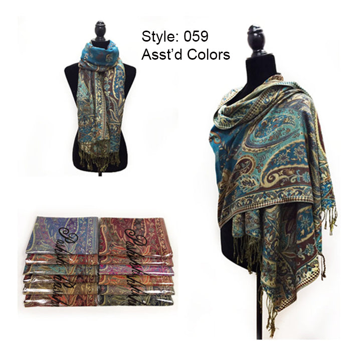 Wholesale Pashmina Shawsl Metalic Assorted Colors 059 – D&B