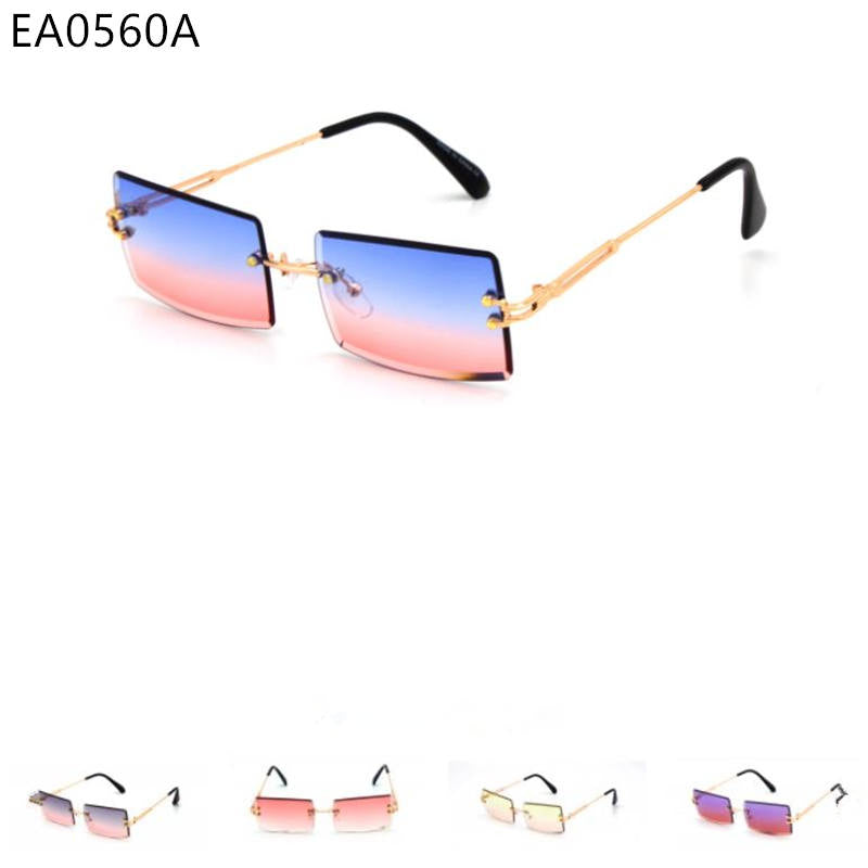 Rimless Rectangle Sunglasses for Fashion Frameless Square Glasses